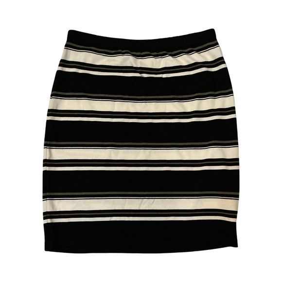 Max Studio Womens Striped Knit Pencil Skirt Black White Grey Elastic Waist M - Picture 5 of 5